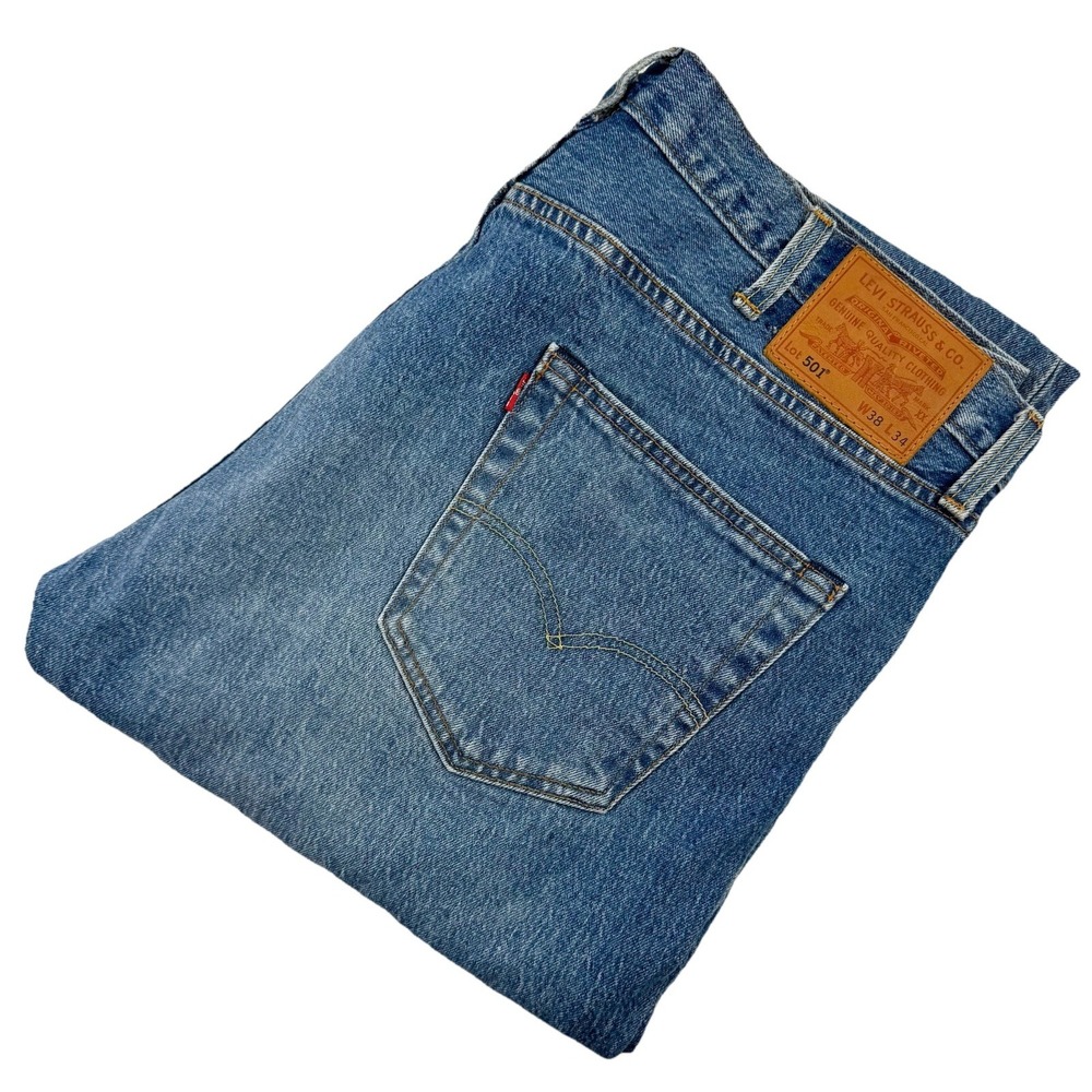Levi's 501 Premium Button Fly Jeans Men's 38x34 Straight Leg Medium Wash‎ Denim